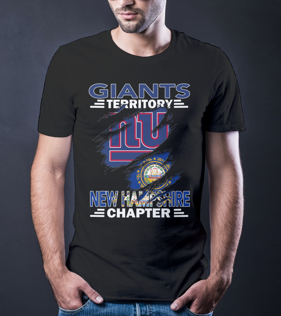 Giants Territory New Hampshire Chapter NFL Giants Logo New Hampshire Flag T-Shirt