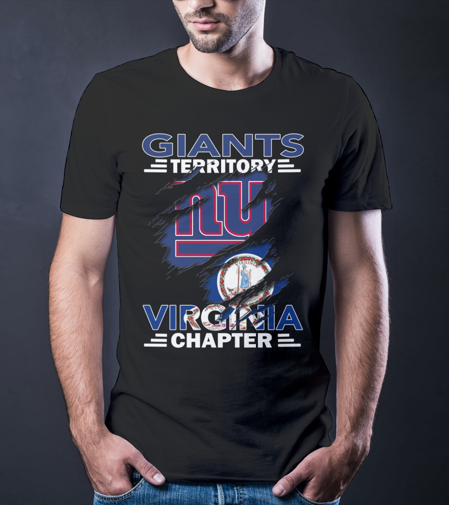 Giants Territory Virginia Chapter NY Logo With Virginia Flag Background T-Shirt