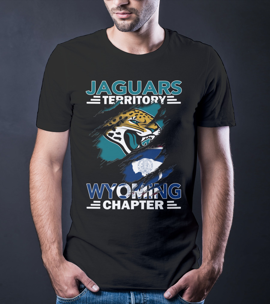 Jaguars Territory Wyoming Chapter Fan Emblem With Flag And Fierce Jaguar Mascot T-Shirt