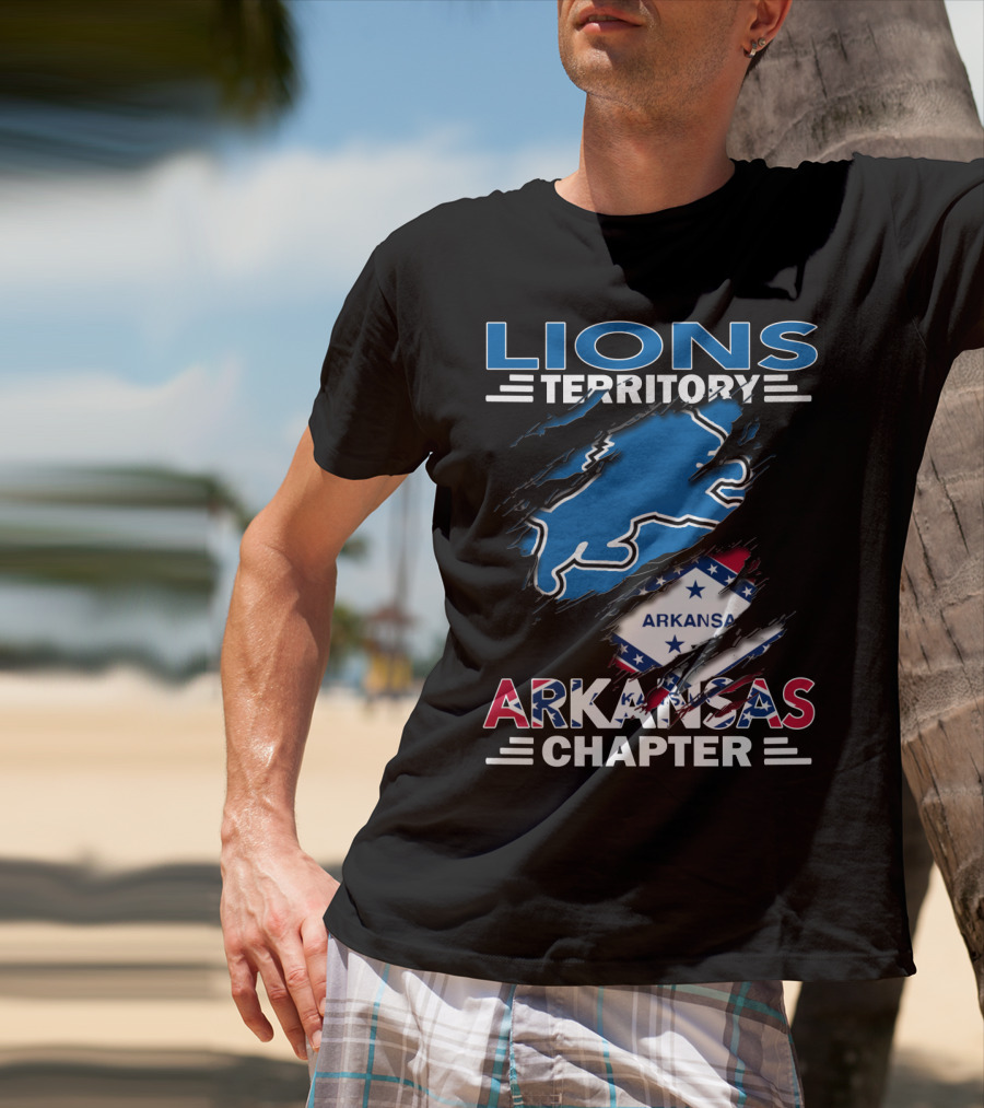 Lions Territory Arkansas Chapter Blue Lion And State Flag T-Shirt