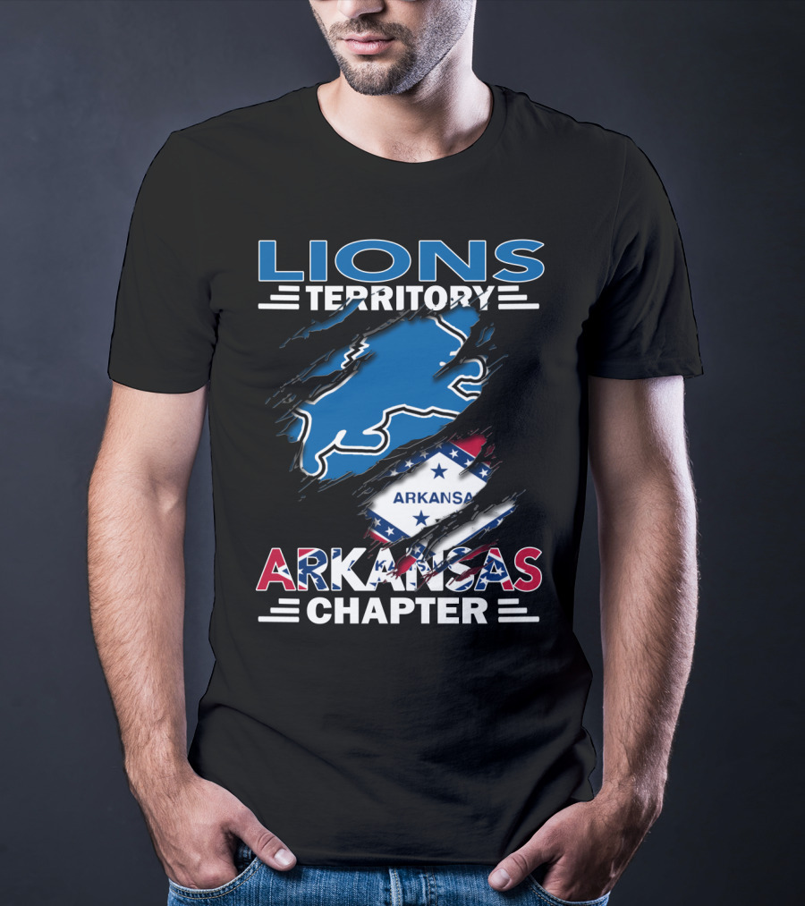 Lions Territory Arkansas Chapter Blue Lion And State Flag T-Shirt