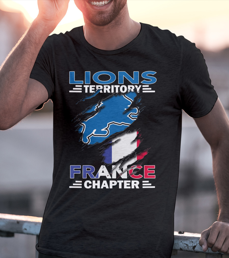 Lions Territory France Chapter Ripped Flag T-Shirt