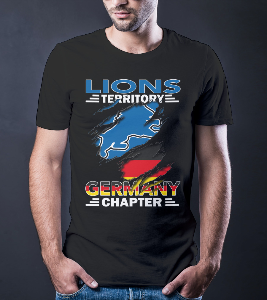 Lions Territory Germany Chapter Blue Lion German Flag Graphics T-Shirt