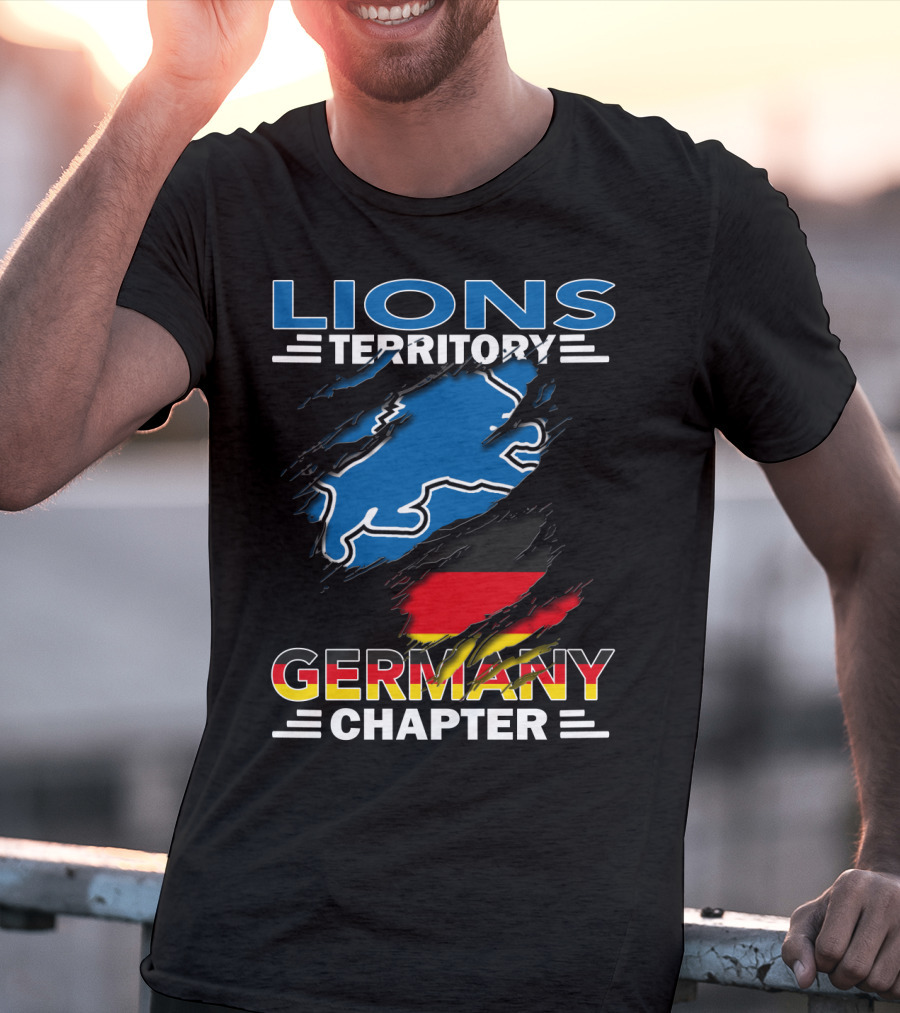 Lions Territory Germany Chapter Blue Lion German Flag Graphics T-Shirt