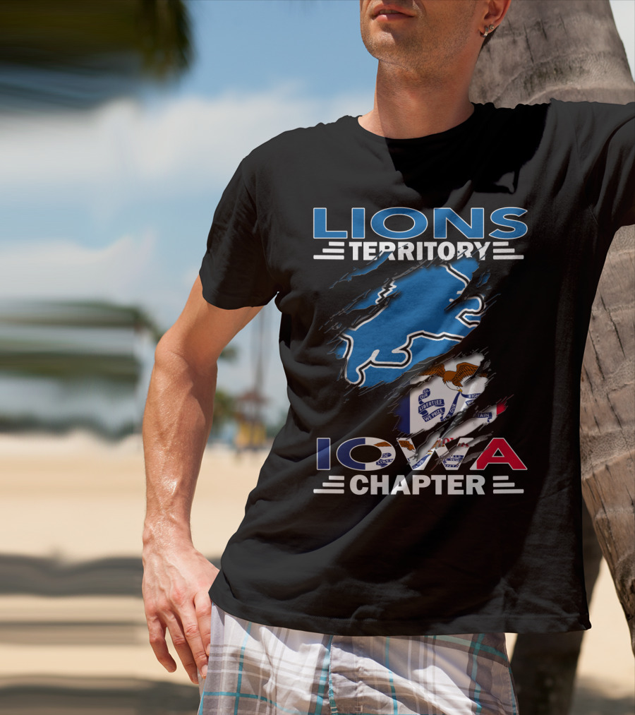 Lions Territory Iowa Chapter Ripped Flag T-Shirt