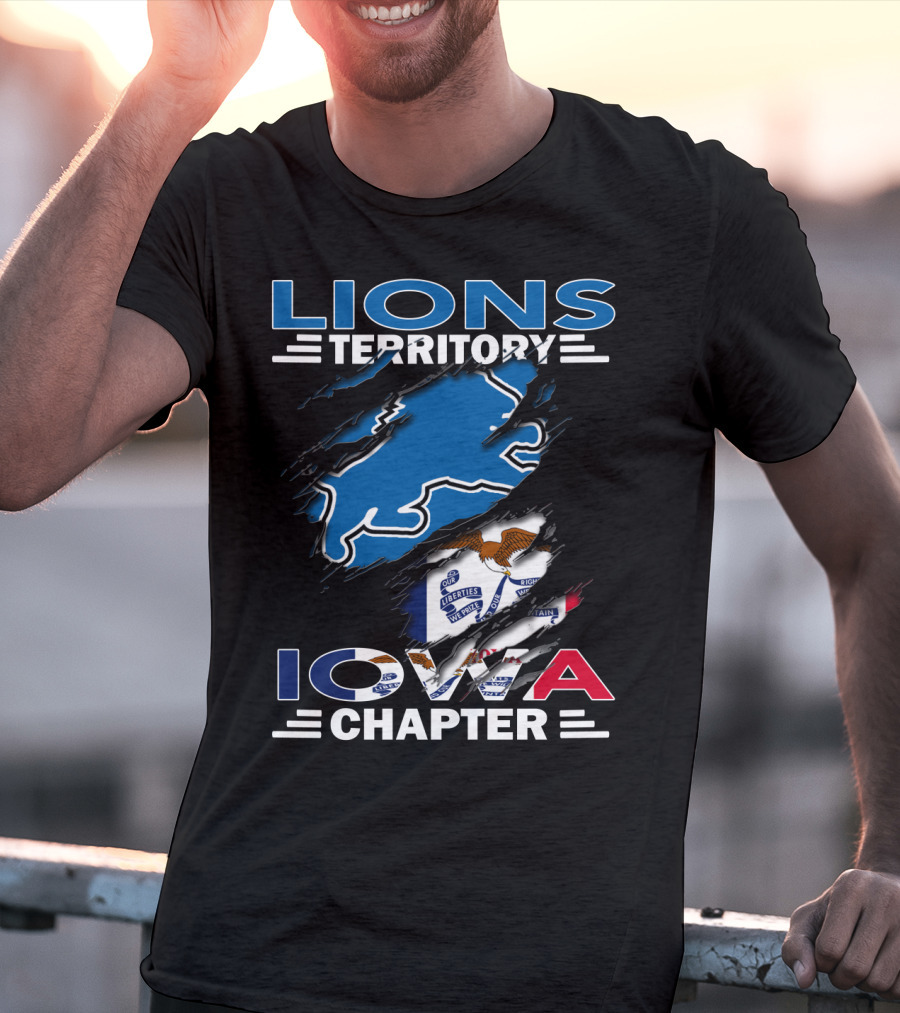 Lions Territory Iowa Chapter Ripped Flag T-Shirt