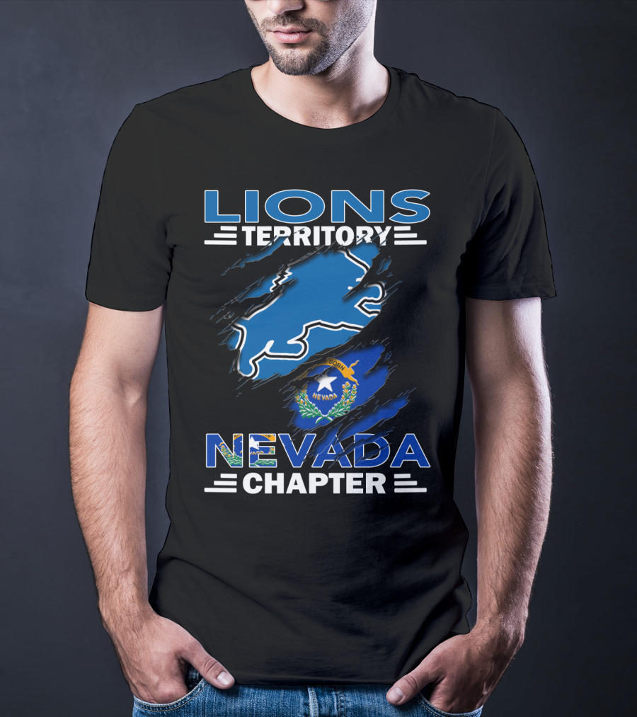Lions Territory Nevada Chapter Nevada Flag Outline T-Shirt