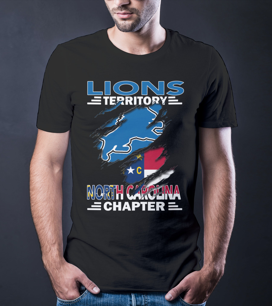 Lions Territory North Carolina Chapter State Flag Ripped T-Shirt