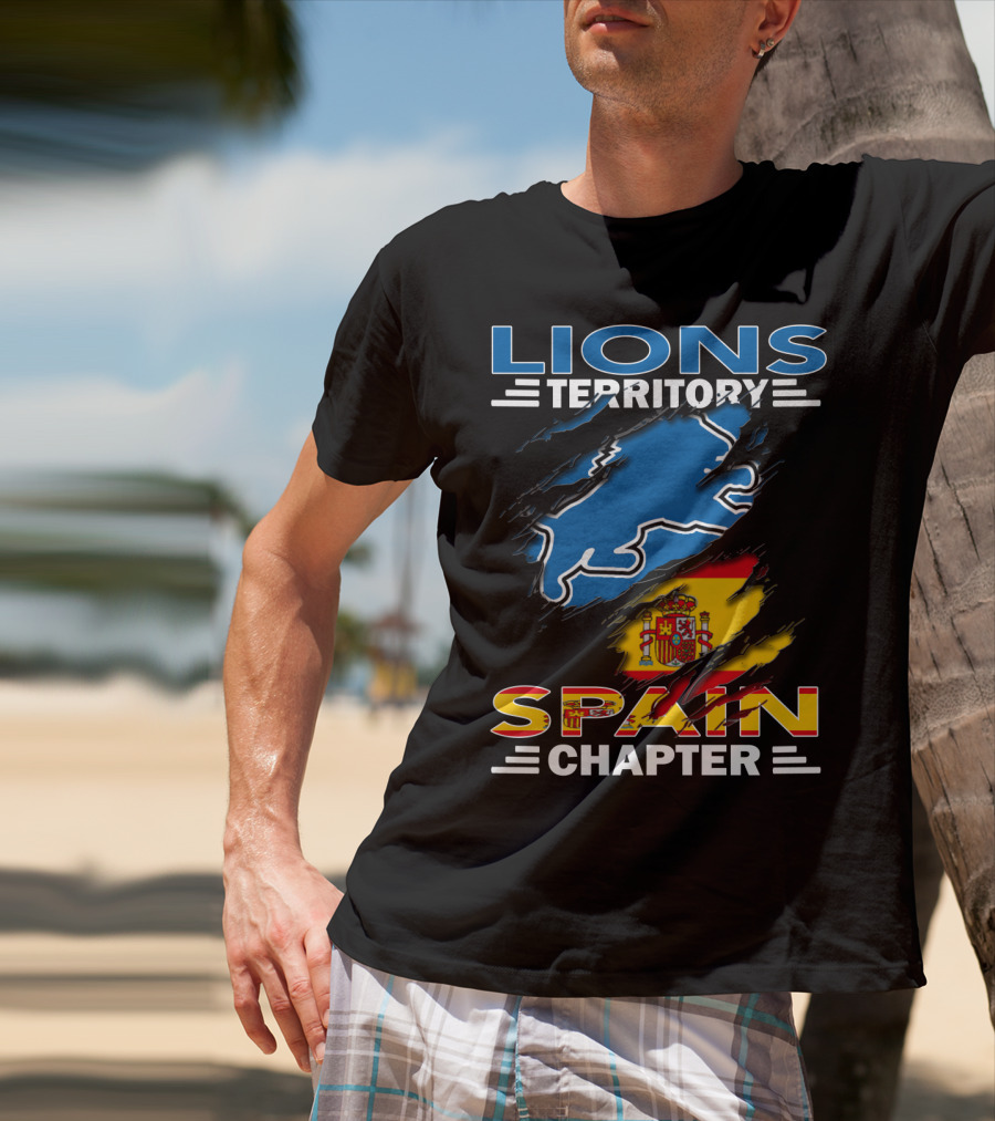 Lions Territory Spain Chapter Blue Lion Spanish Flag T-Shirt