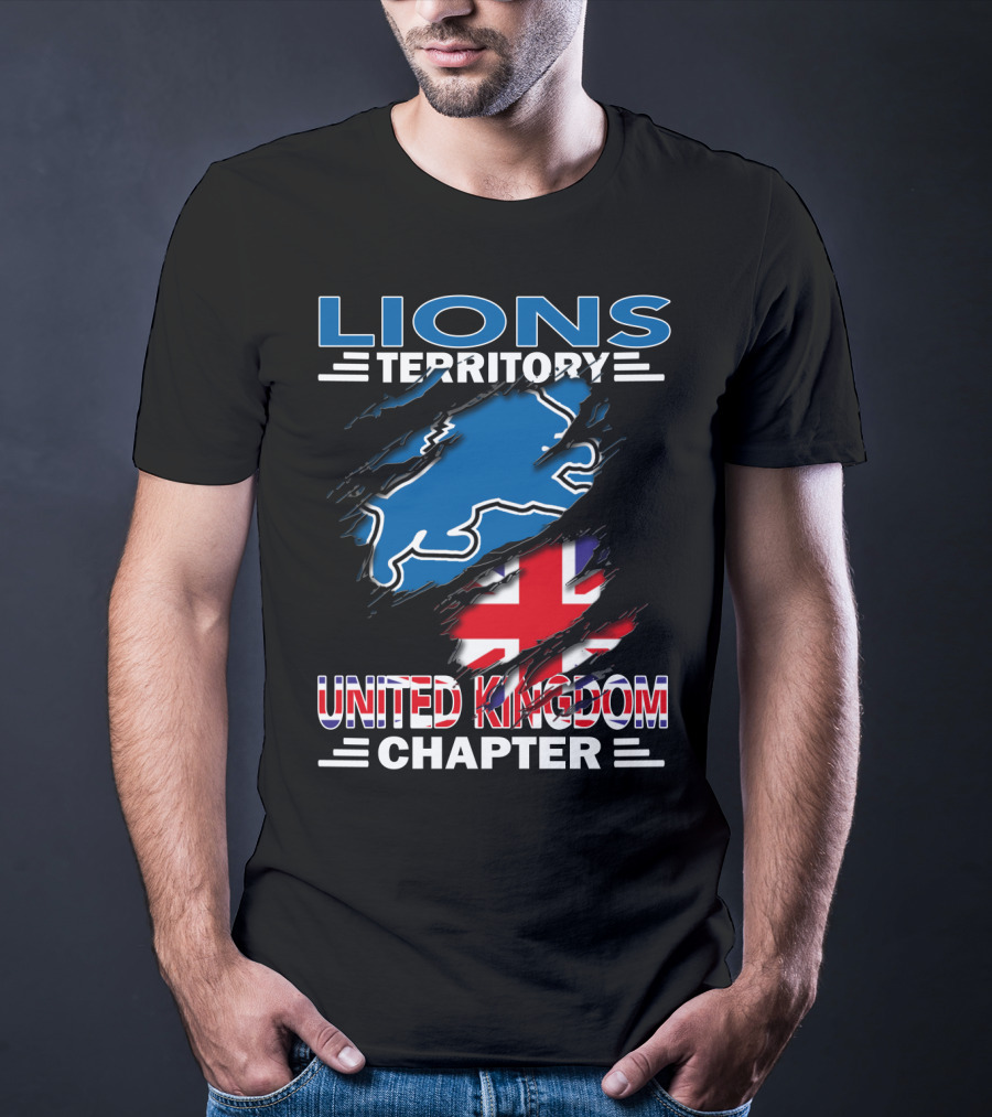 Lions Territory United Kingdom Chapter Union Jack Blue Lion T-Shirt