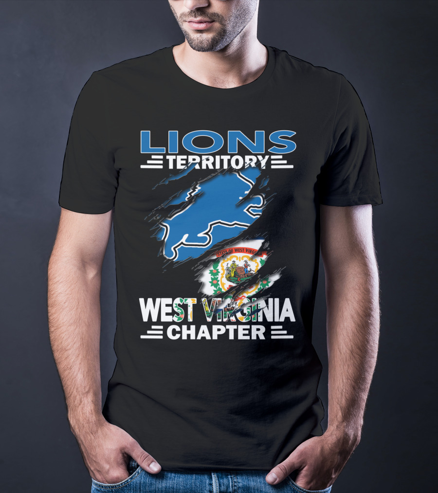 Lions Territory West Virginia Chapter State Emblem Ripped T-Shirt