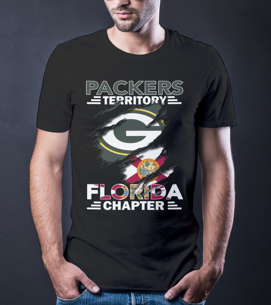 Packers Territory Florida Chapter Green Bay Logo And Florida State Flag T-Shirt