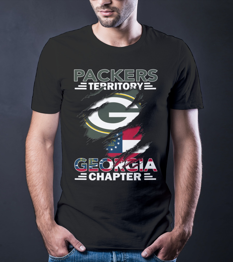 Packers Territory Georgia Chapter Green Bay Football Logo And Georgia Flag Integration T-Shirt