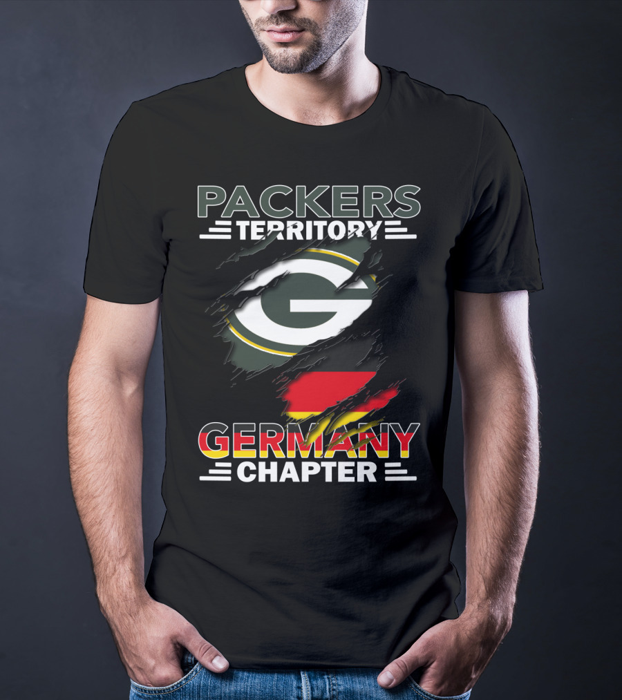 Packers Territory Germany Chapter Green Bay Logo With German Flag T-Shirt