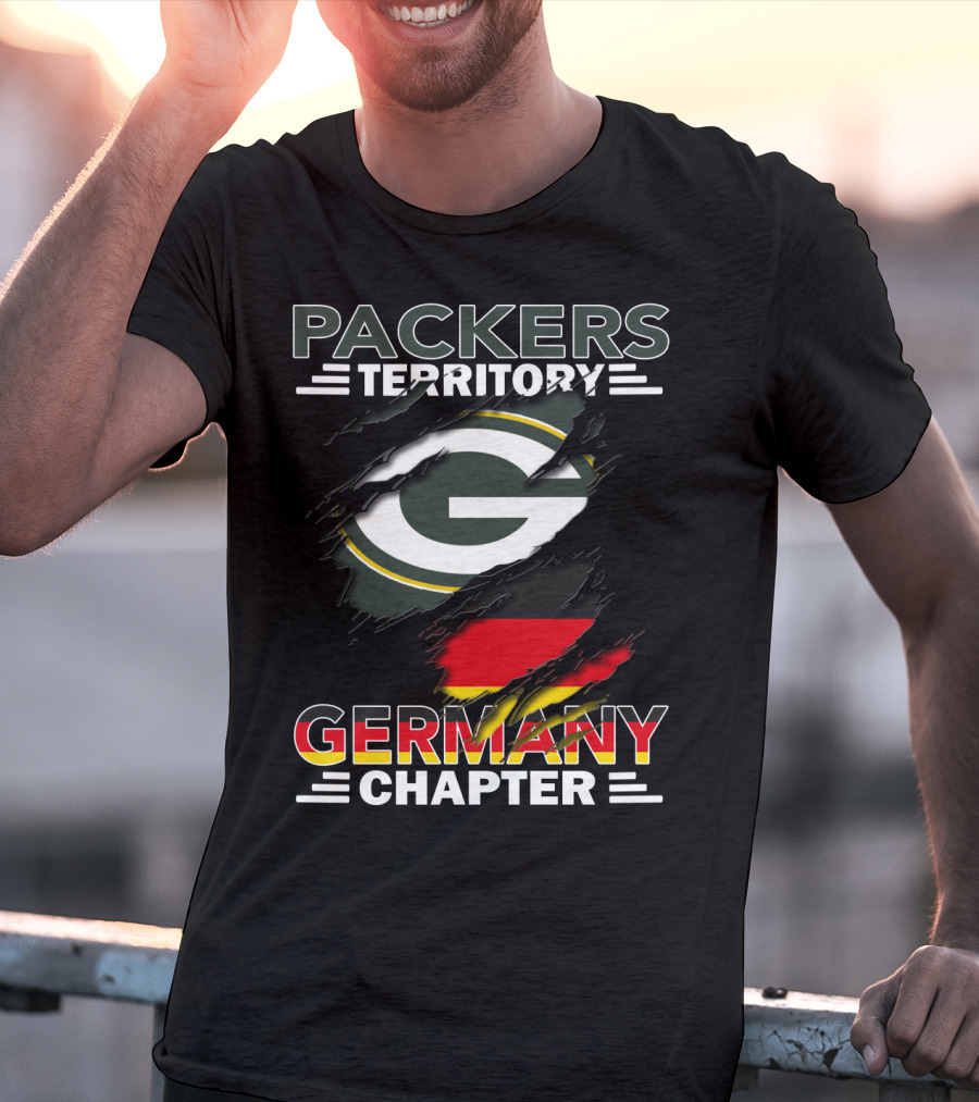Packers Territory Germany Chapter Green Bay Logo With German Flag T-Shirt