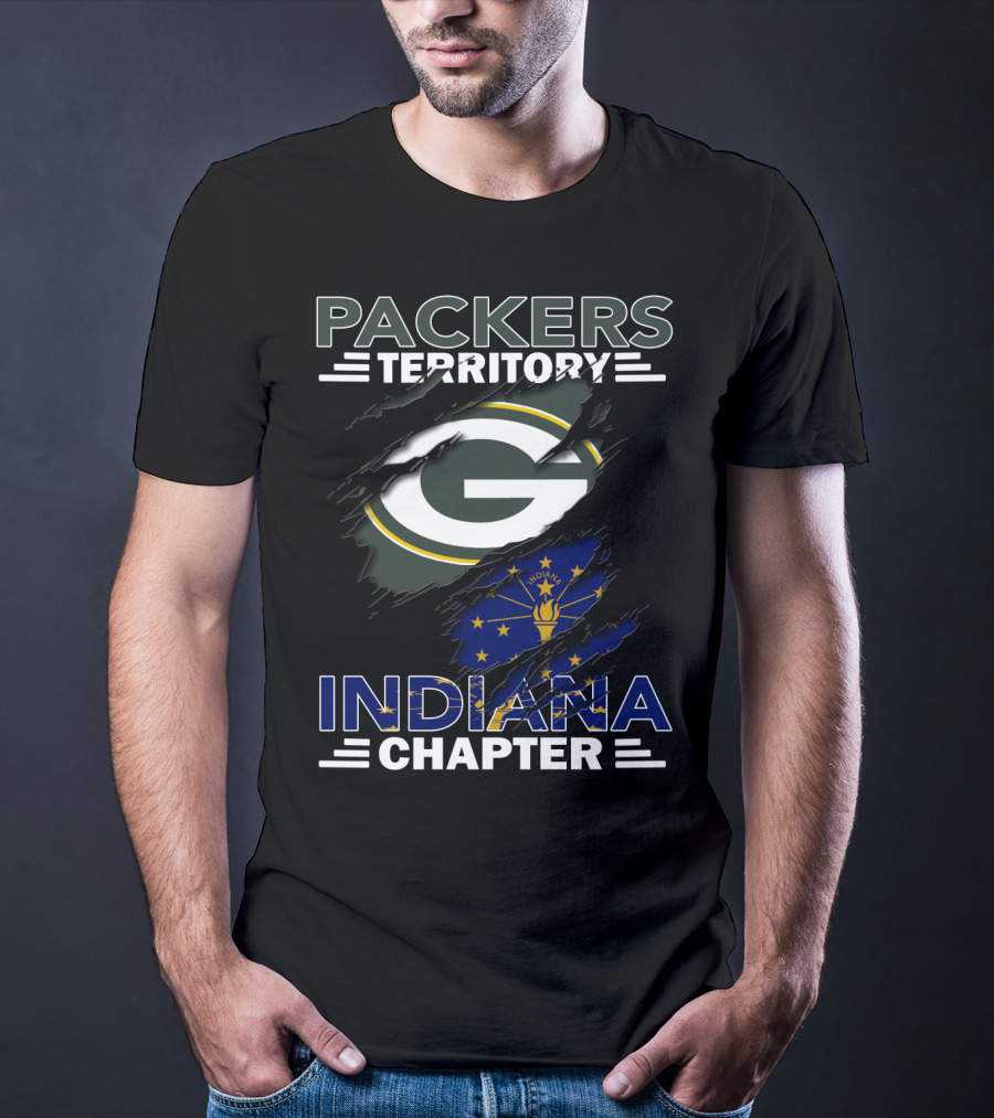 Packers Territory Indiana Chapter Green Bay Packers Logo With Indiana State Flag T-Shirt