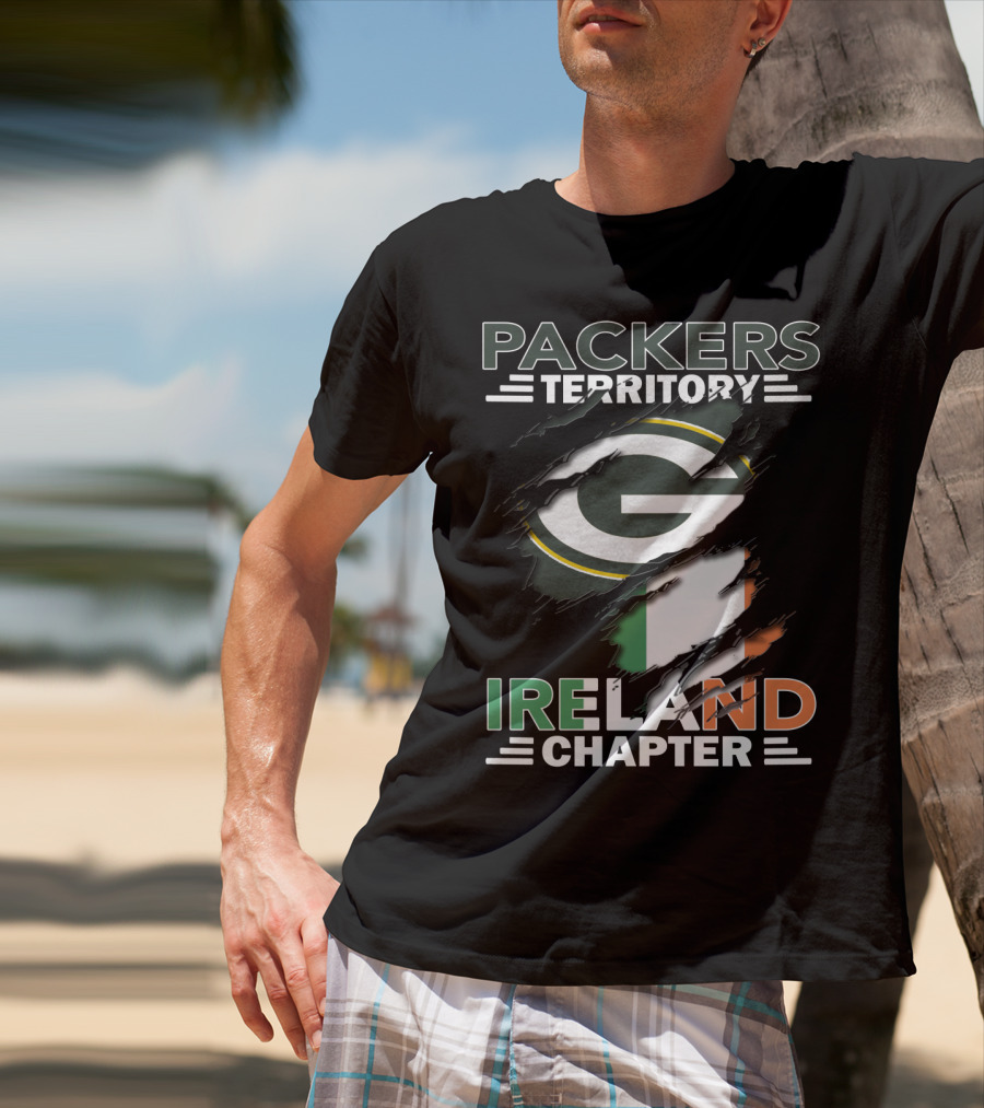 Packers Territory Ireland Chapter Green Bay Logo And Irish Flag T-Shirt