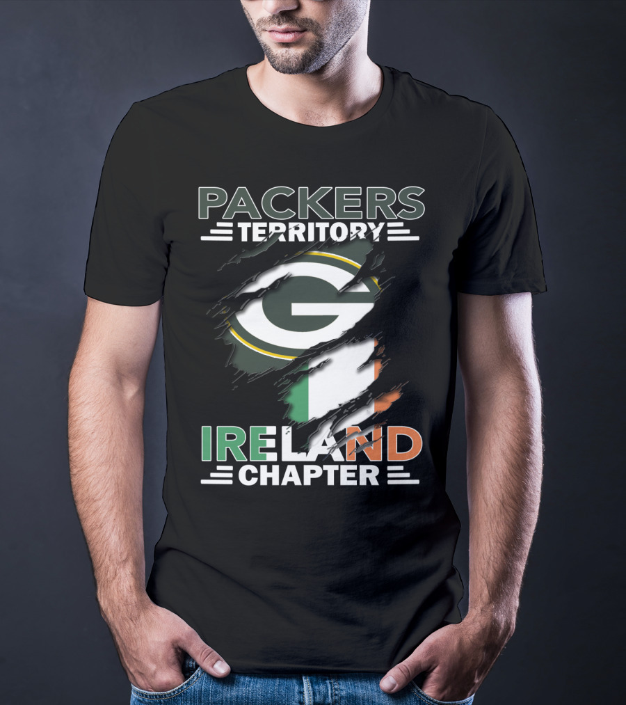 Packers Territory Ireland Chapter Green Bay Logo And Irish Flag T-Shirt