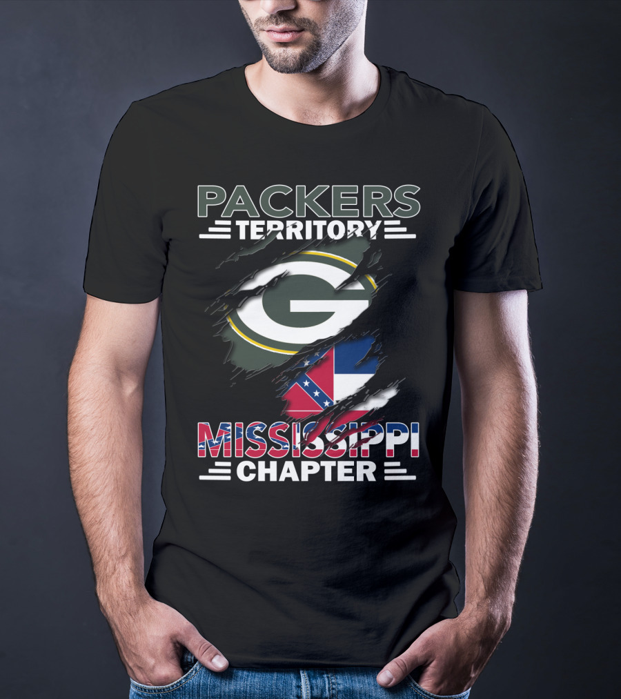 Packers Territory Mississippi Chapter Green Bay Packers Logo And Mississippi Flag Elements T-Shirt