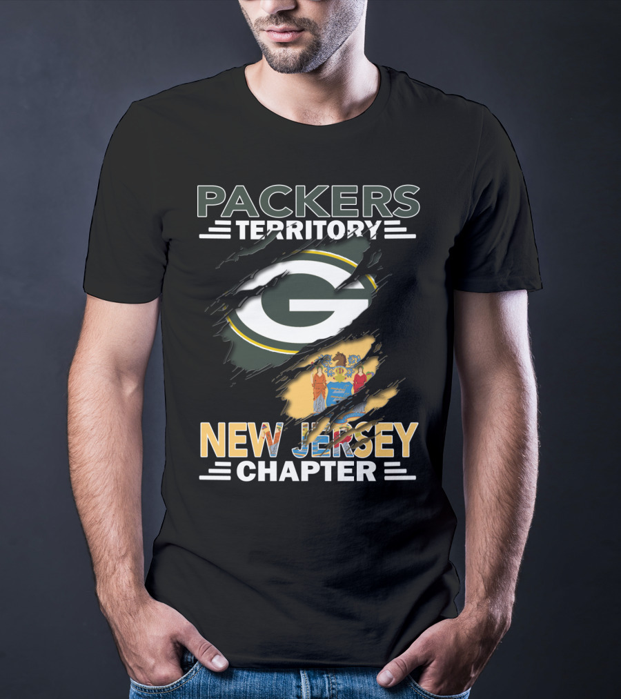 Packers Territory New Jersey Chapter Green Bay Logo And State Flag T-Shirt