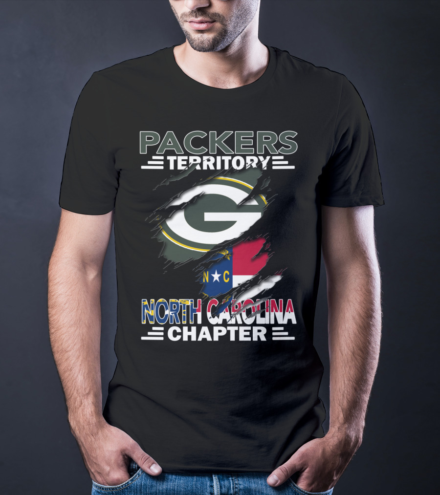 Packers Territory Green Bay Logo North Carolina Chapter NC Flag T-Shirt