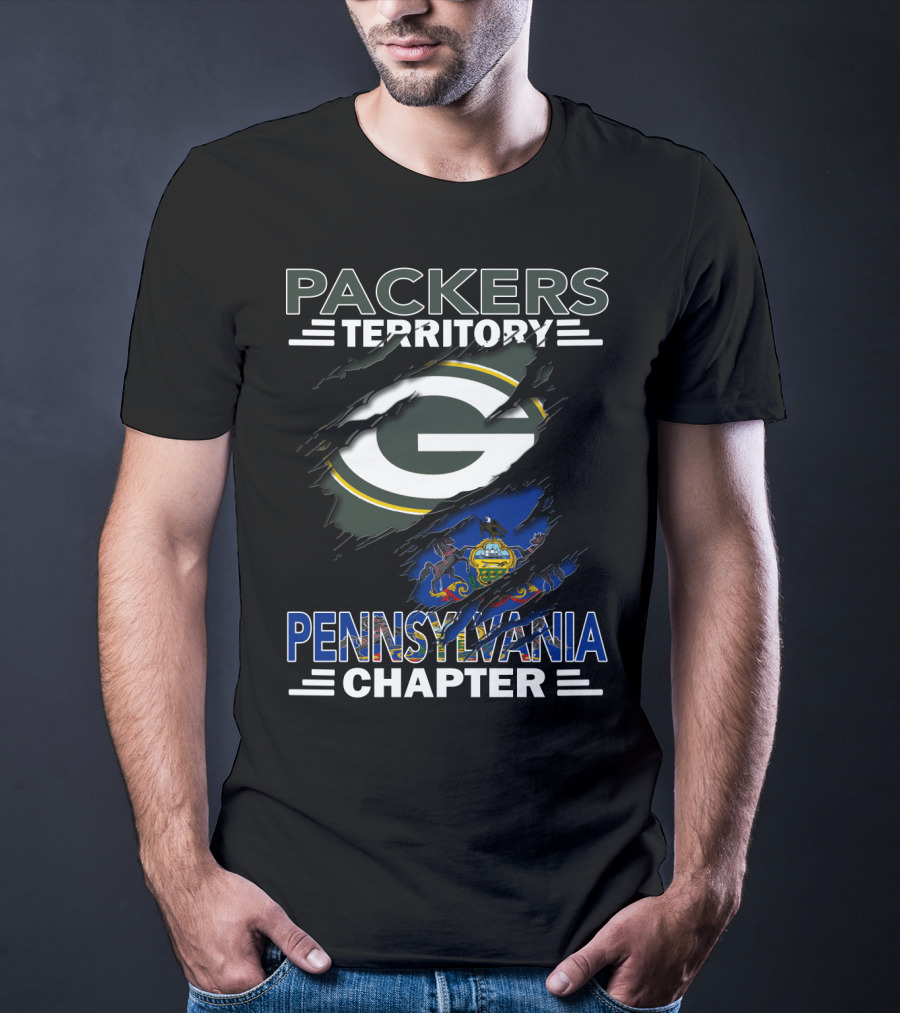 Packers Territory Pennsylvania Chapter Green Bay Logo Pennsylvania Flag T-Shirt