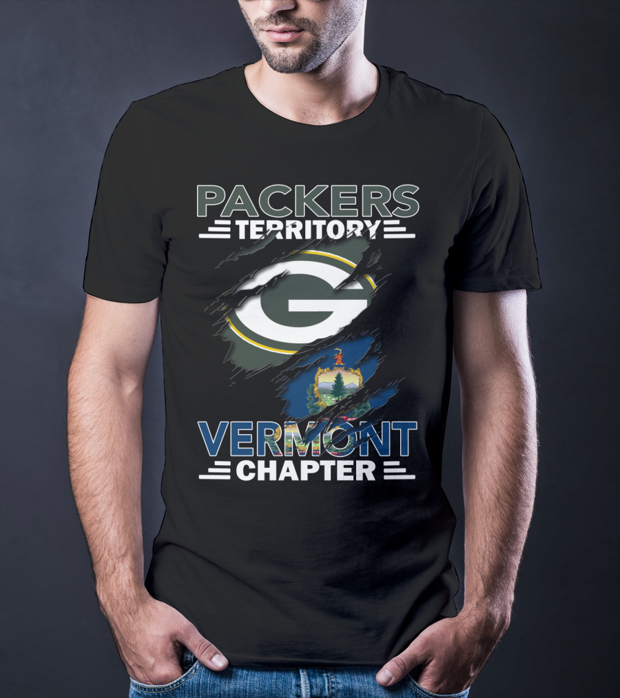 Packers Territory Vermont Chapter Green Bay Logo And Vermont State Flag T-Shirt