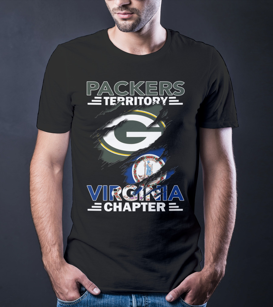 Packers Territory Virginia Chapter Green Bay Logo Virginia Flag T-Shirt