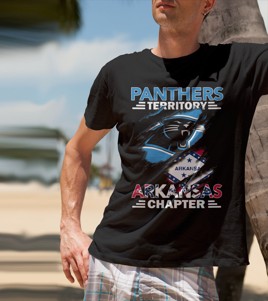 Panthers Territory Arkansas Chapter Logo With Panther And Arkansas Flag Elements T-Shirt