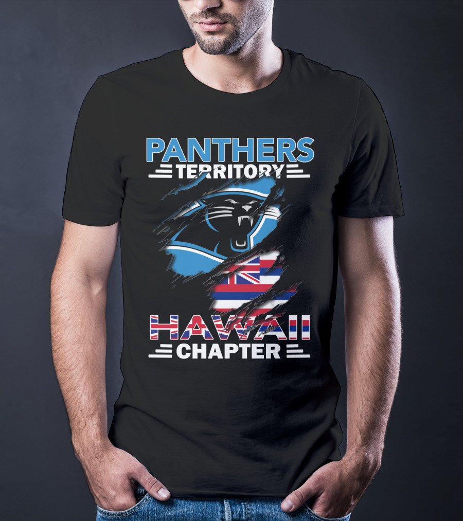 Panthers Territory Hawaii Chapter NFL Team Logo With Hawaiian Flag T-Shirt