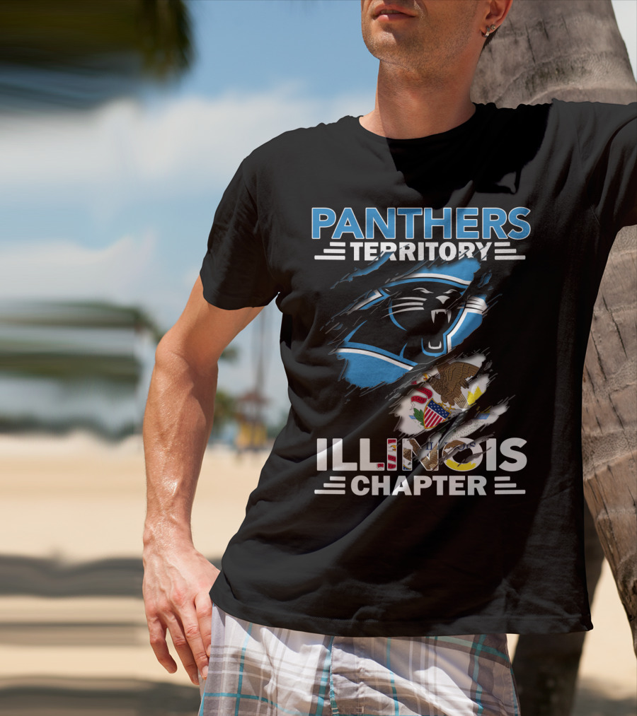 Panthers Territory Illinois Chapter עם סמלים של קארולינה ומדינת אילינוי T-Shirt