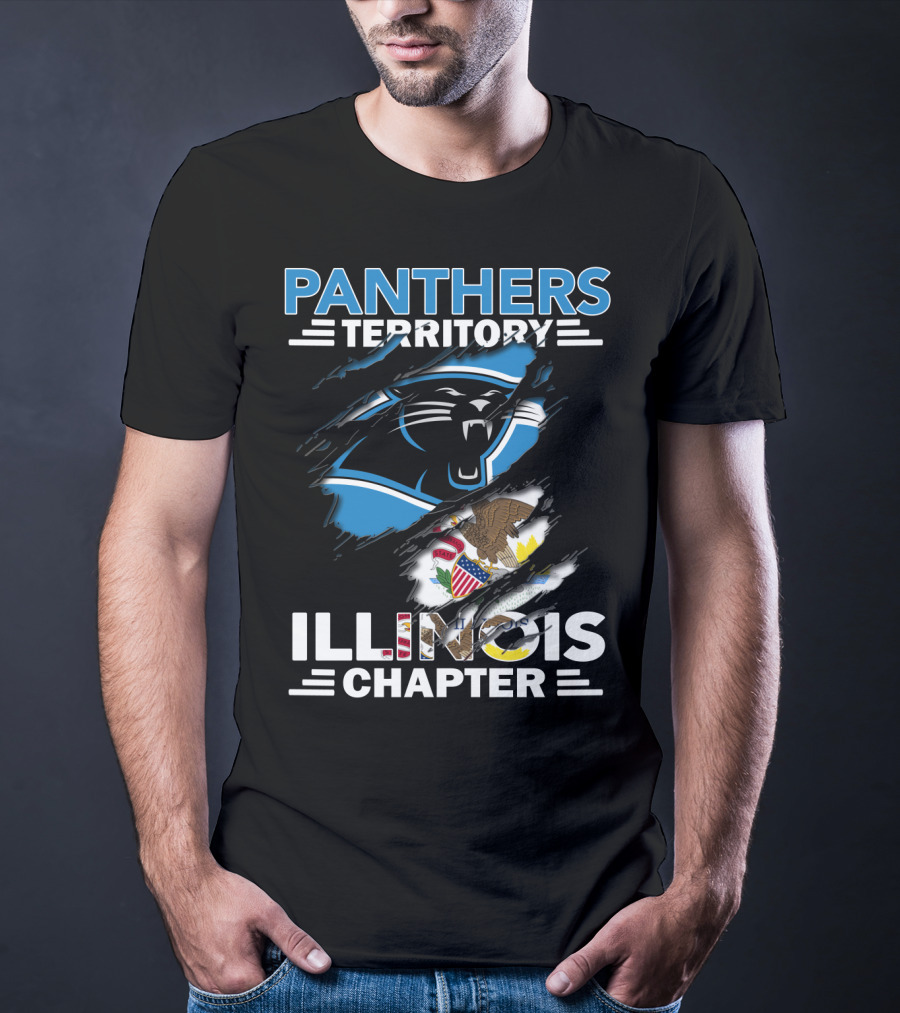 Panthers Territory Illinois Chapter עם סמלים של קארולינה ומדינת אילינוי T-Shirt