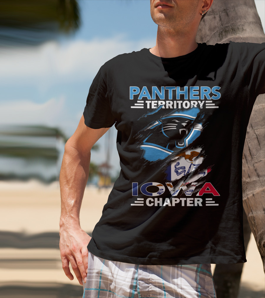 Panthers Territory Iowa Chapter Football Fans USA Flag T-Shirt