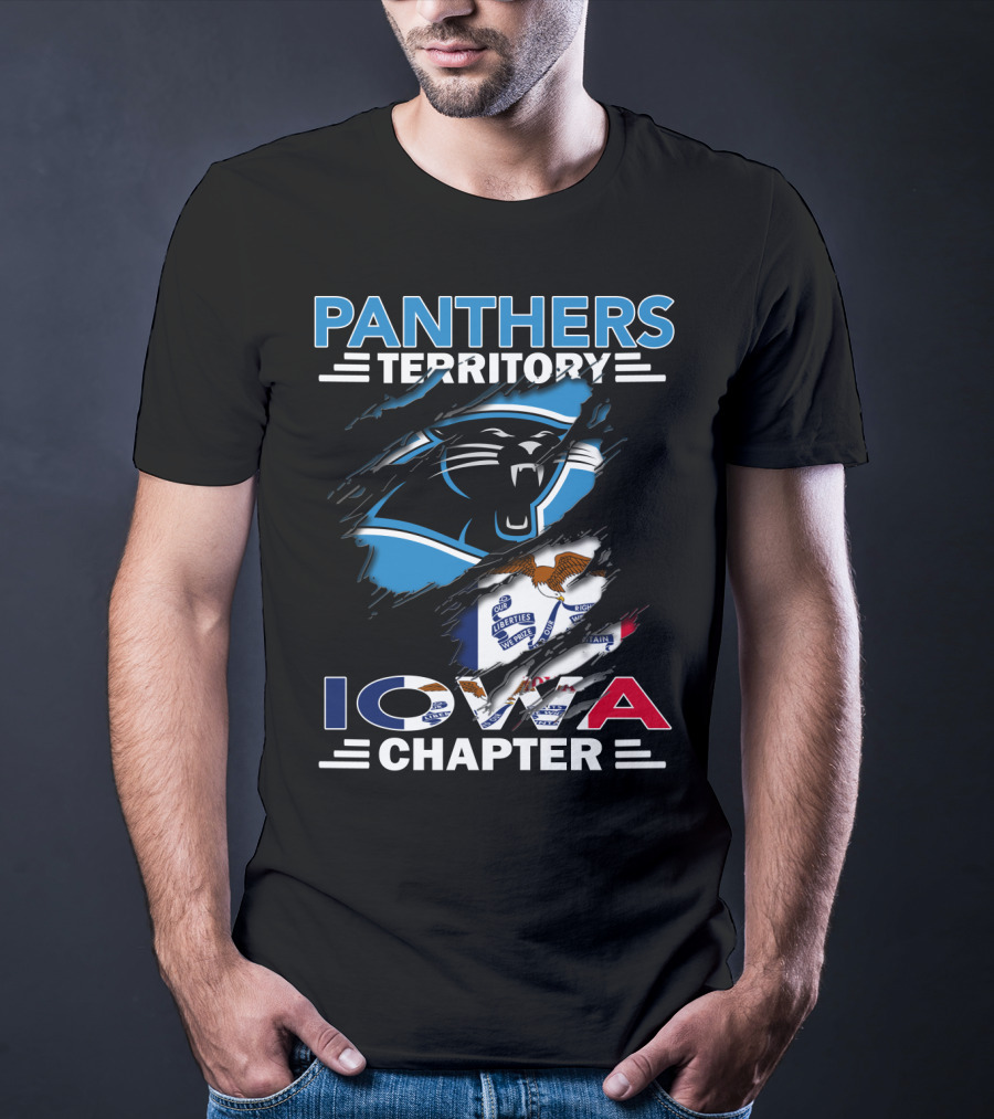 Panthers Territory Iowa Chapter Football Fans USA Flag T-Shirt