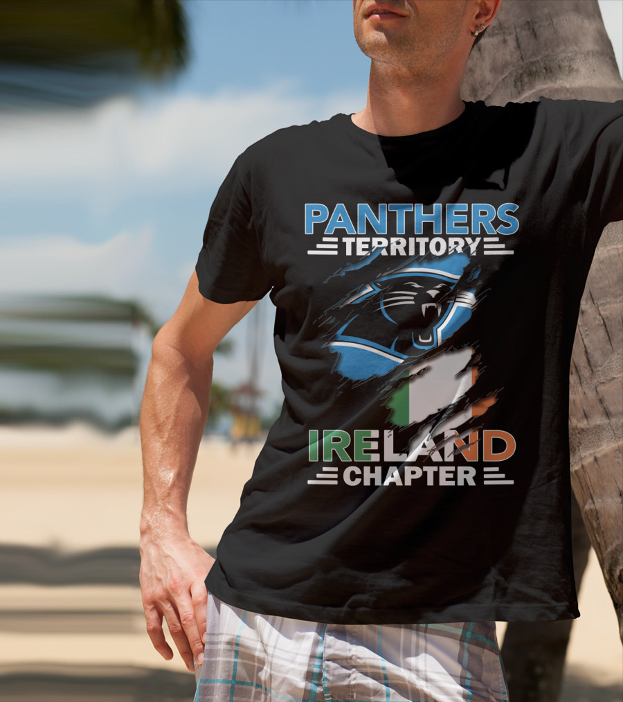 Panthers Territory Ireland Chapter Logo With Irish Flag And Panther Emblem T-Shirt