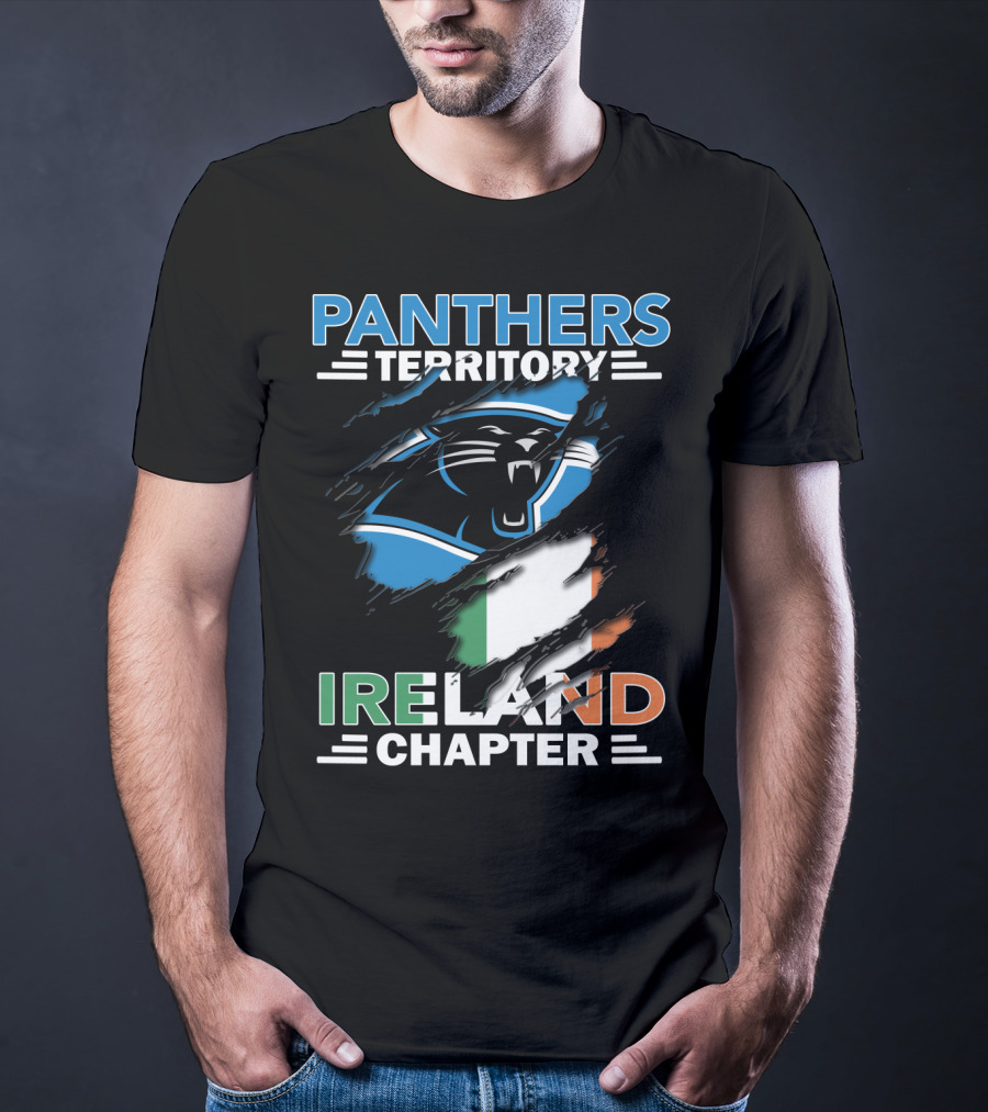 Panthers Territory Ireland Chapter Logo With Irish Flag And Panther Emblem T-Shirt