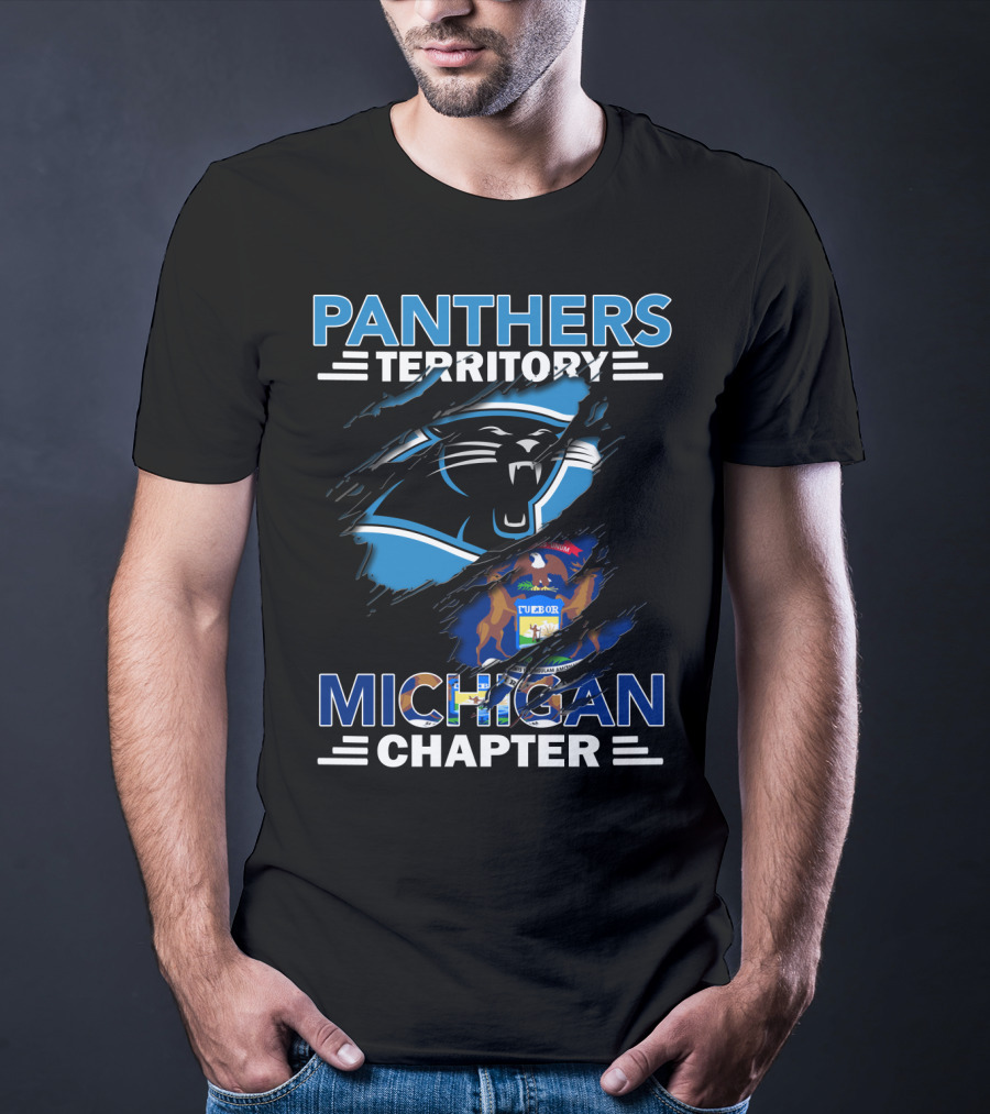 Panthers Territory Michigan Chapter NFL Logo And State Emblem T-Shirt