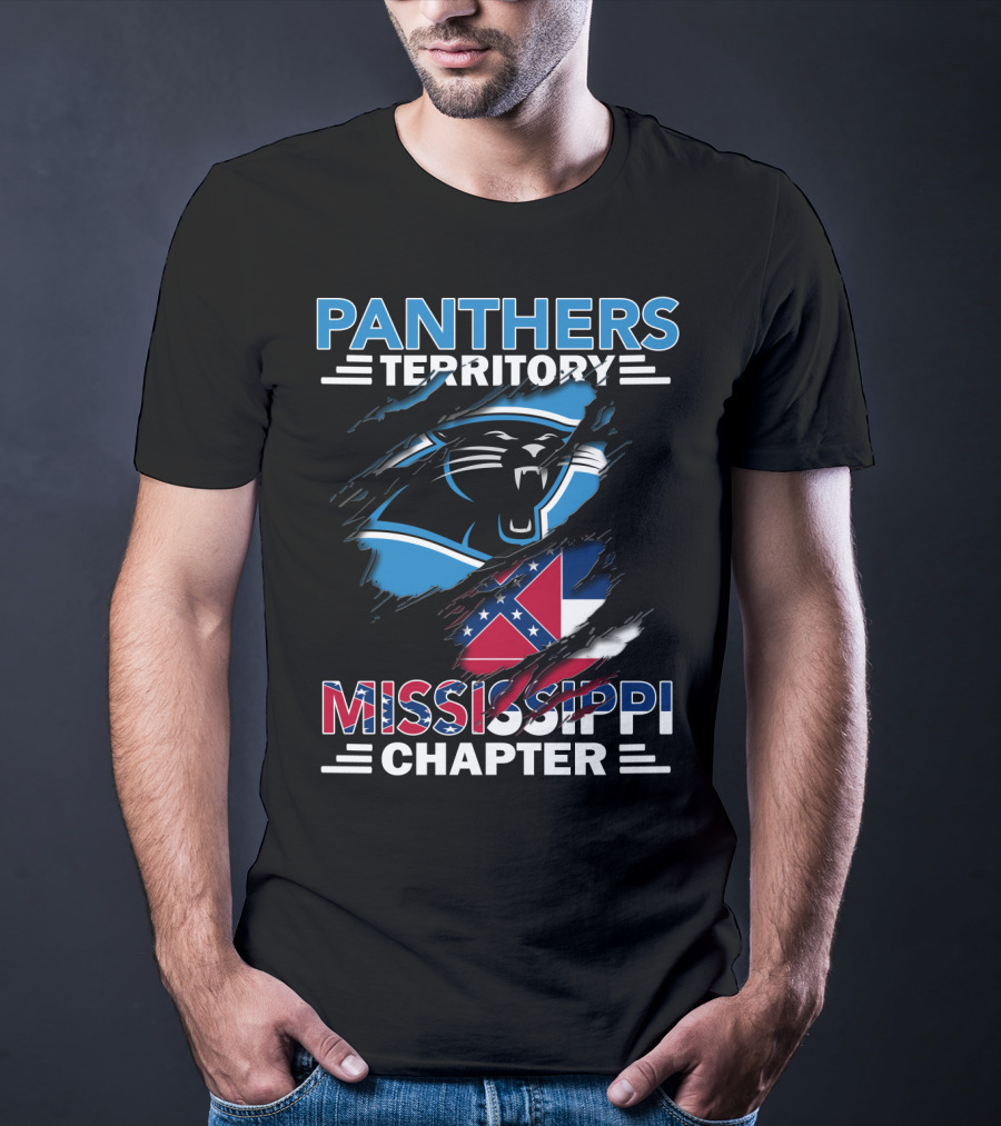 Panthers Territory Mississippi Chapter Flag And Panther Claw Mark Emblem T-Shirt