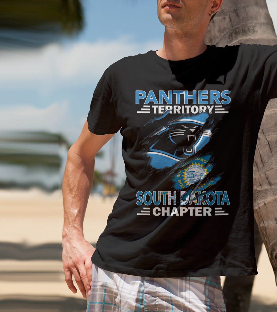 Panthers Territory South Dakota Chapter With Carolina Panthers Logo And South Dakota Seal T-Shirt
