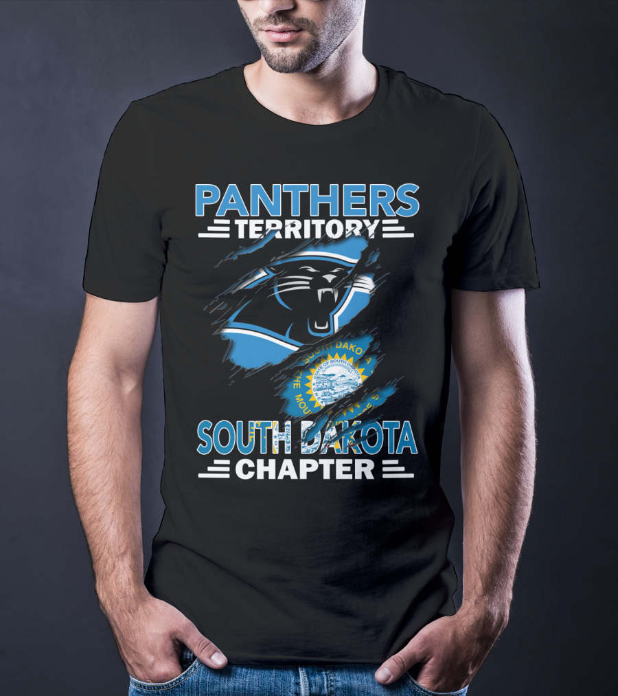 Panthers Territory South Dakota Chapter With Carolina Panthers Logo And South Dakota Seal T-Shirt