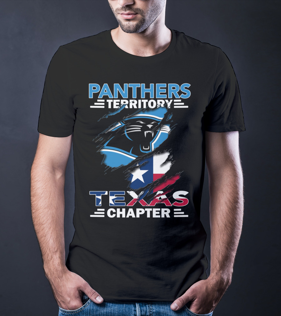 Panthers Territory Texas Chapter Logo With Texas Flag And Panther Emblem T-Shirt
