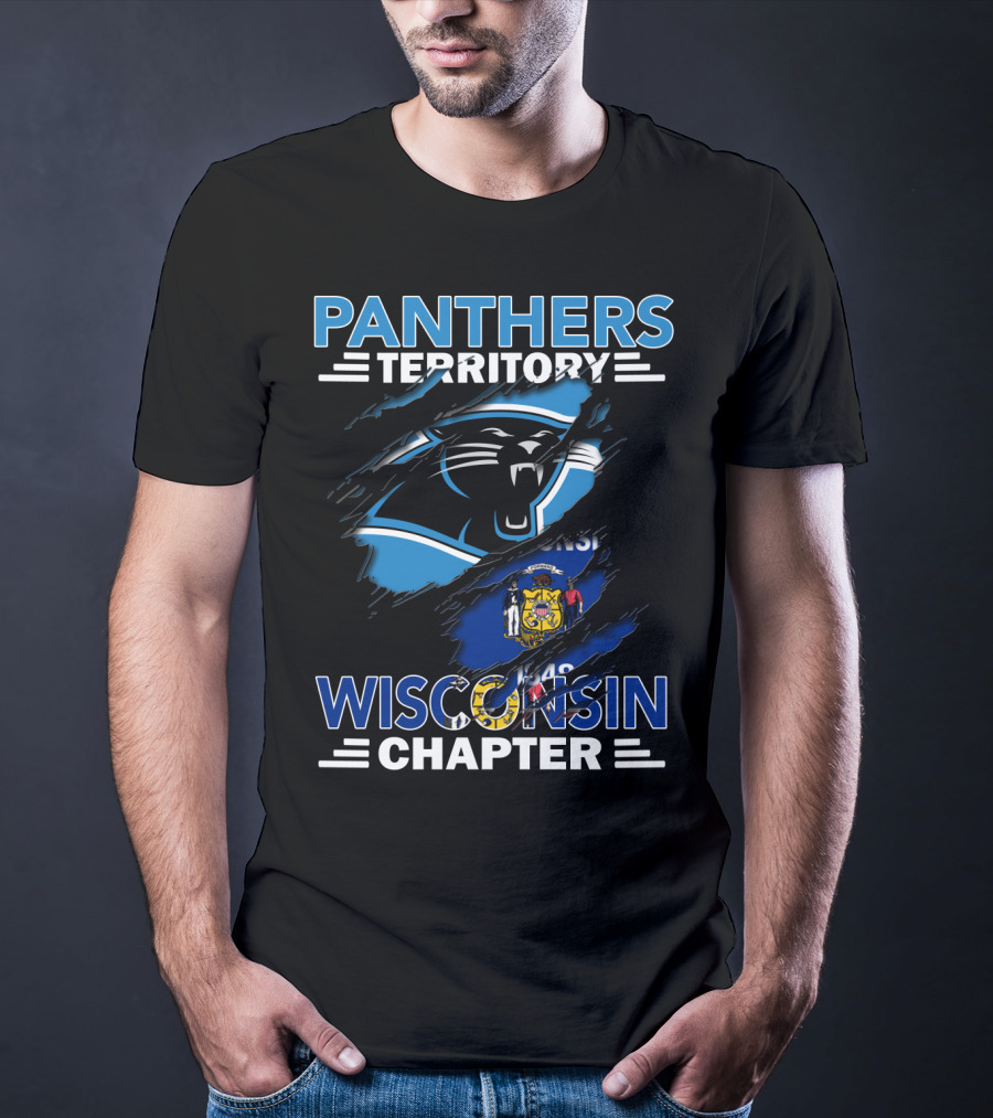 Panthers Territory Wisconsin Chapter Flag And Panther Logo Combination T-Shirt