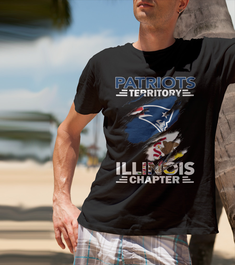 Patriots Territory Illinois Chapter New England Patriots Logo And Illinois Flag T-Shirt