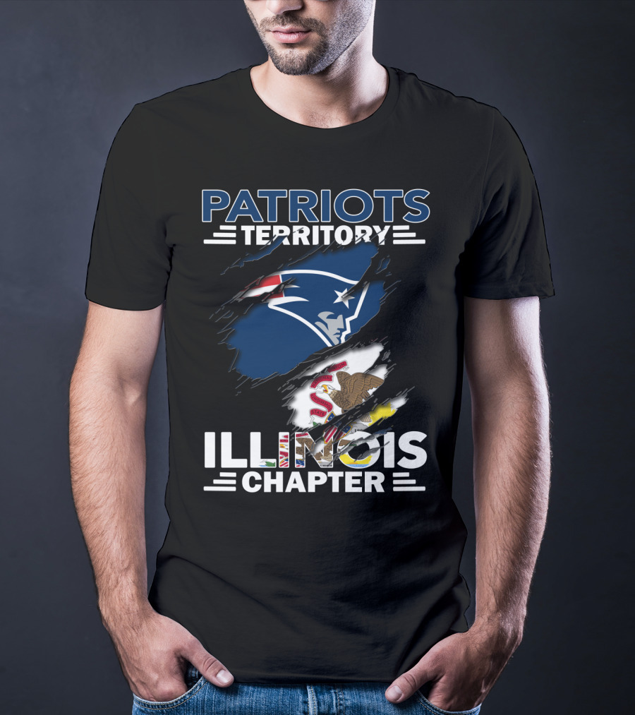 Patriots Territory Illinois Chapter New England Patriots Logo And Illinois Flag T-Shirt