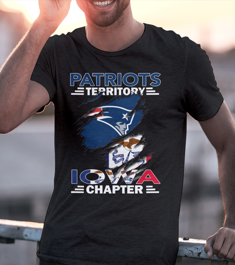Patriots Territory Iowa Chapter New England Patriots Flag Emblem T-Shirt