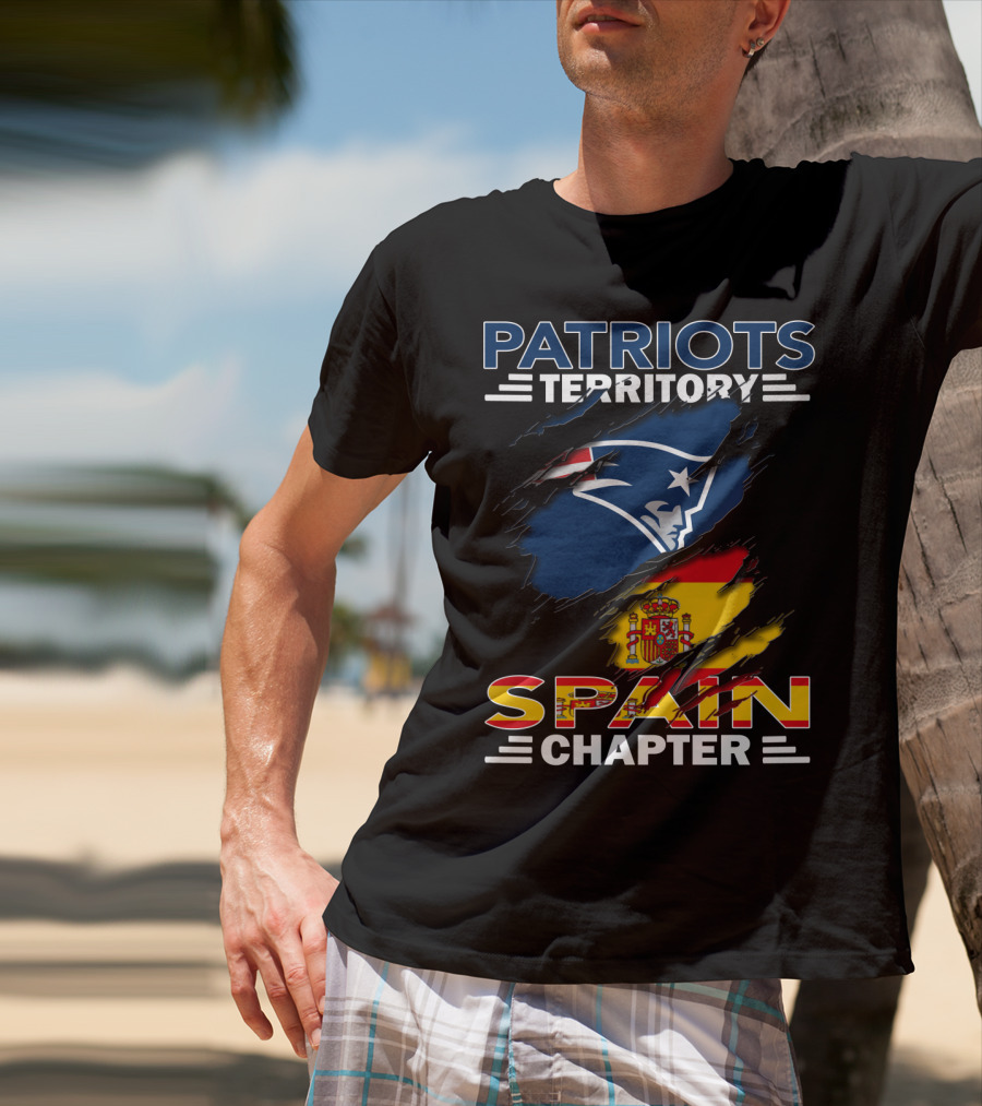 Patriots Territory Spain Chapter With Team Logo And Flag T-Shirt