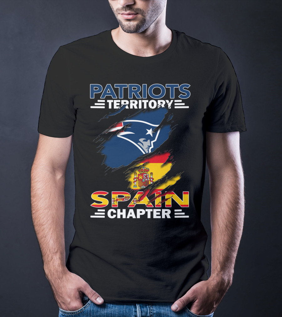 Patriots Territory Spain Chapter With Team Logo And Flag T-Shirt