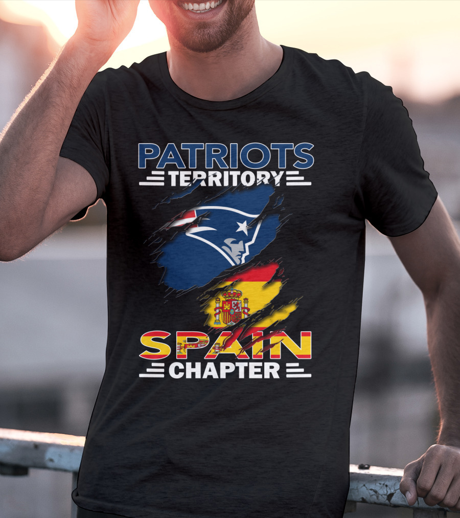 Patriots Territory Spain Chapter With Team Logo And Flag T-Shirt