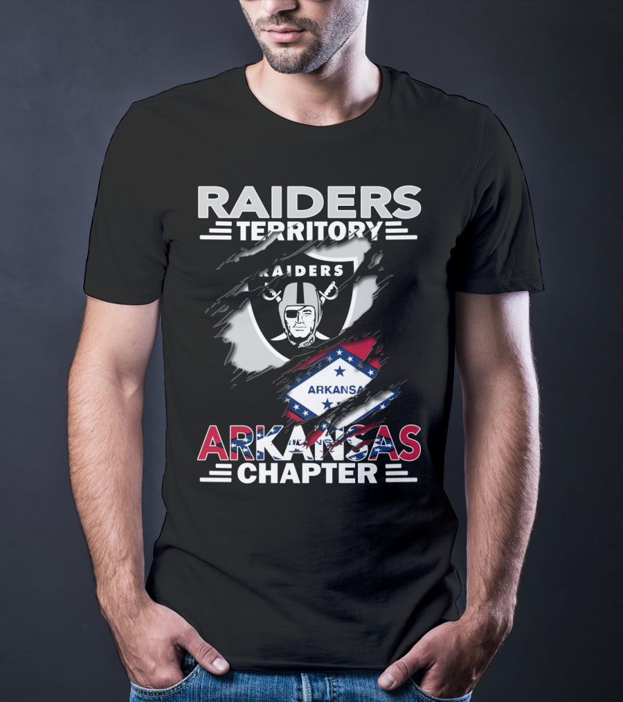 Raiders Territory Arkansas Chapter With Raiders Logo And Arkansas Flag T-Shirt
