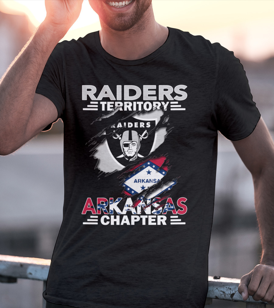 Raiders Territory Arkansas Chapter With Raiders Logo And Arkansas Flag T-Shirt
